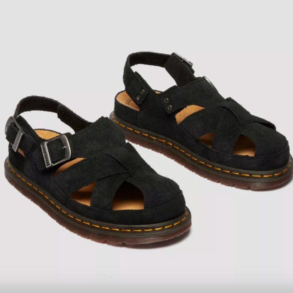 Dr Martens Archive Fisherman Sandals Black Suede Size 9